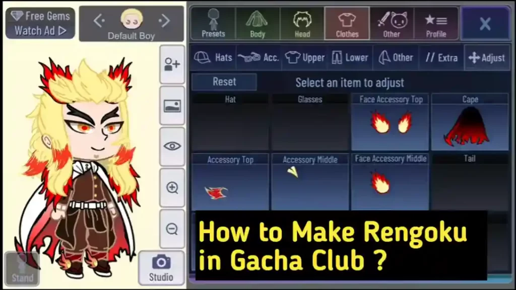 Rengoku character in Gacha Club